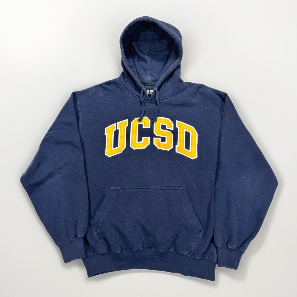 UCSD San Diego Hoodie Sweatshirt Mens L Pullover Blue Spellout Preppy Campus